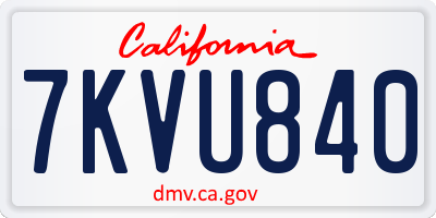 CA license plate 7KVU840