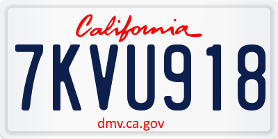 CA license plate 7KVU918