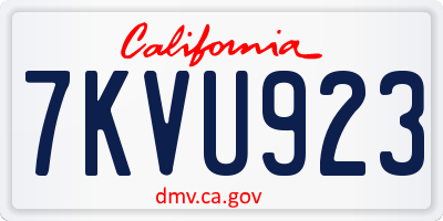 CA license plate 7KVU923