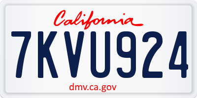 CA license plate 7KVU924
