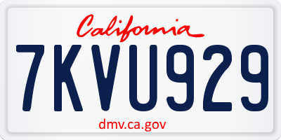 CA license plate 7KVU929