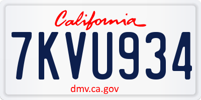 CA license plate 7KVU934