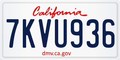 CA license plate 7KVU936