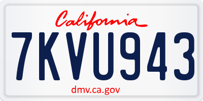 CA license plate 7KVU943