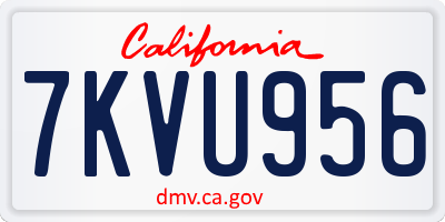 CA license plate 7KVU956