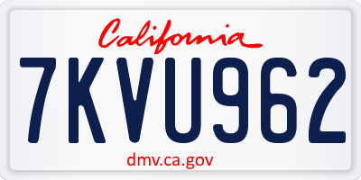 CA license plate 7KVU962