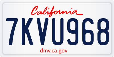 CA license plate 7KVU968