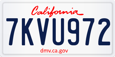 CA license plate 7KVU972