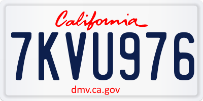 CA license plate 7KVU976