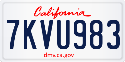 CA license plate 7KVU983