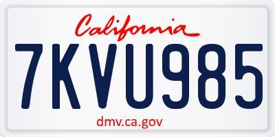 CA license plate 7KVU985