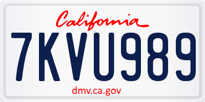 CA license plate 7KVU989