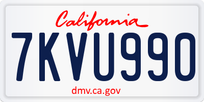 CA license plate 7KVU990