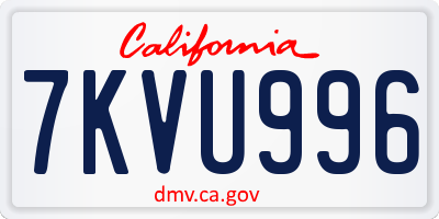 CA license plate 7KVU996