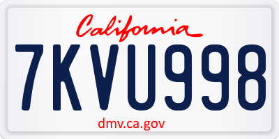 CA license plate 7KVU998