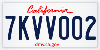CA license plate 7KVV002