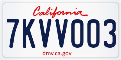 CA license plate 7KVV003