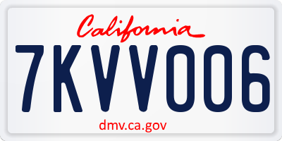 CA license plate 7KVV006