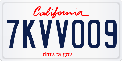 CA license plate 7KVV009