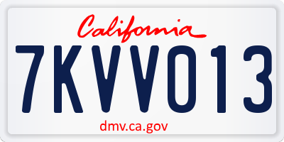 CA license plate 7KVV013