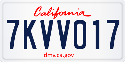CA license plate 7KVV017