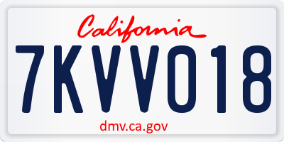 CA license plate 7KVV018