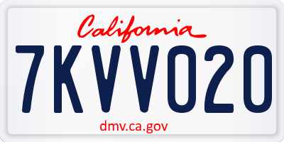 CA license plate 7KVV020