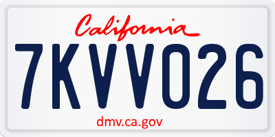 CA license plate 7KVV026