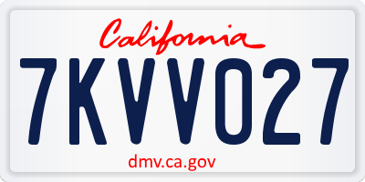 CA license plate 7KVV027