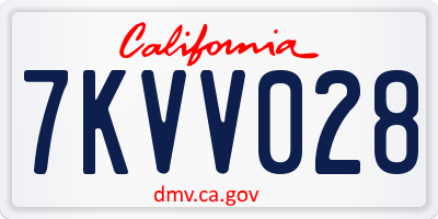 CA license plate 7KVV028