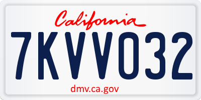CA license plate 7KVV032