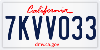 CA license plate 7KVV033