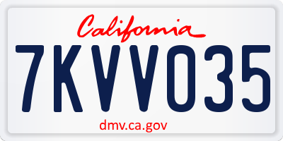 CA license plate 7KVV035