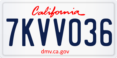 CA license plate 7KVV036