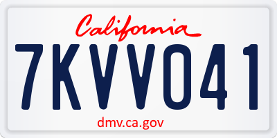 CA license plate 7KVV041