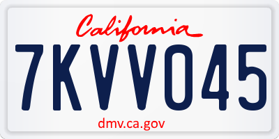 CA license plate 7KVV045