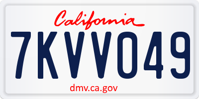 CA license plate 7KVV049