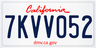 CA license plate 7KVV052
