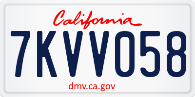 CA license plate 7KVV058