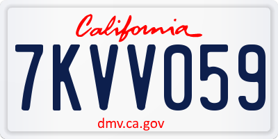 CA license plate 7KVV059