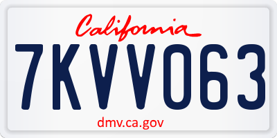CA license plate 7KVV063
