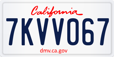 CA license plate 7KVV067
