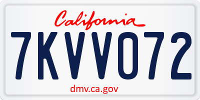 CA license plate 7KVV072
