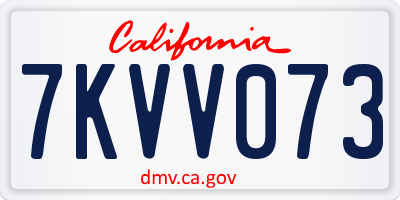 CA license plate 7KVV073