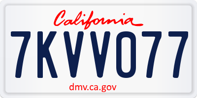 CA license plate 7KVV077