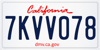 CA license plate 7KVV078
