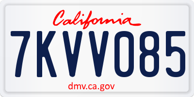 CA license plate 7KVV085