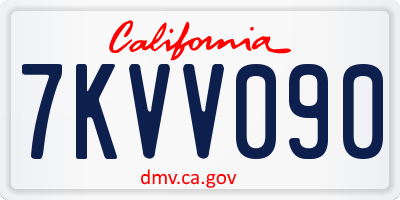 CA license plate 7KVV090