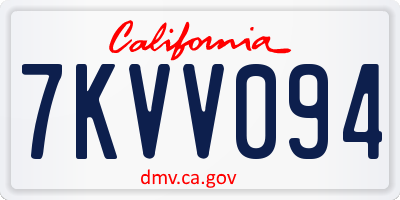 CA license plate 7KVV094