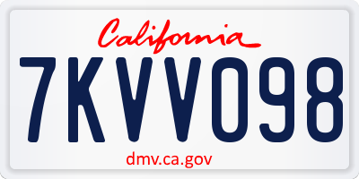 CA license plate 7KVV098